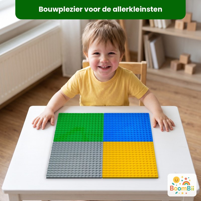 Een kind bouwt op de set