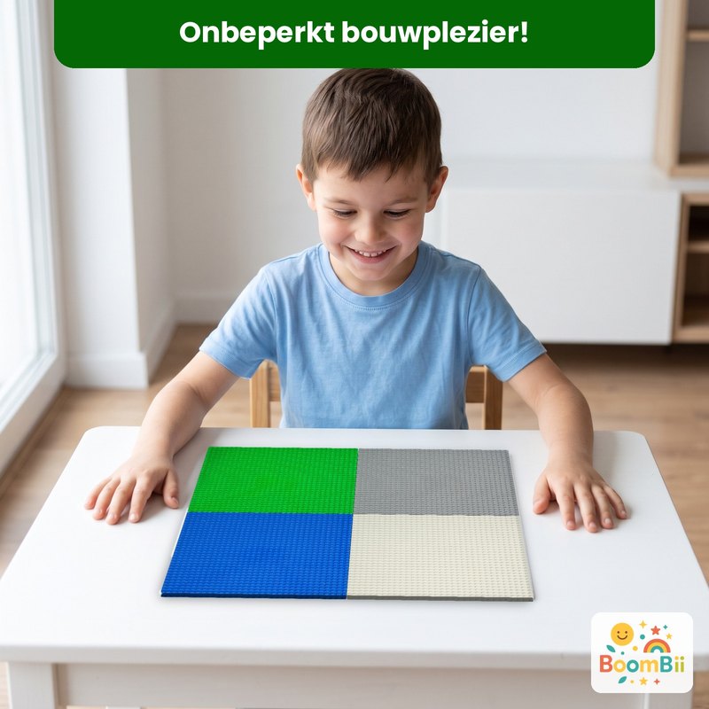 Een kind bouwt op de set