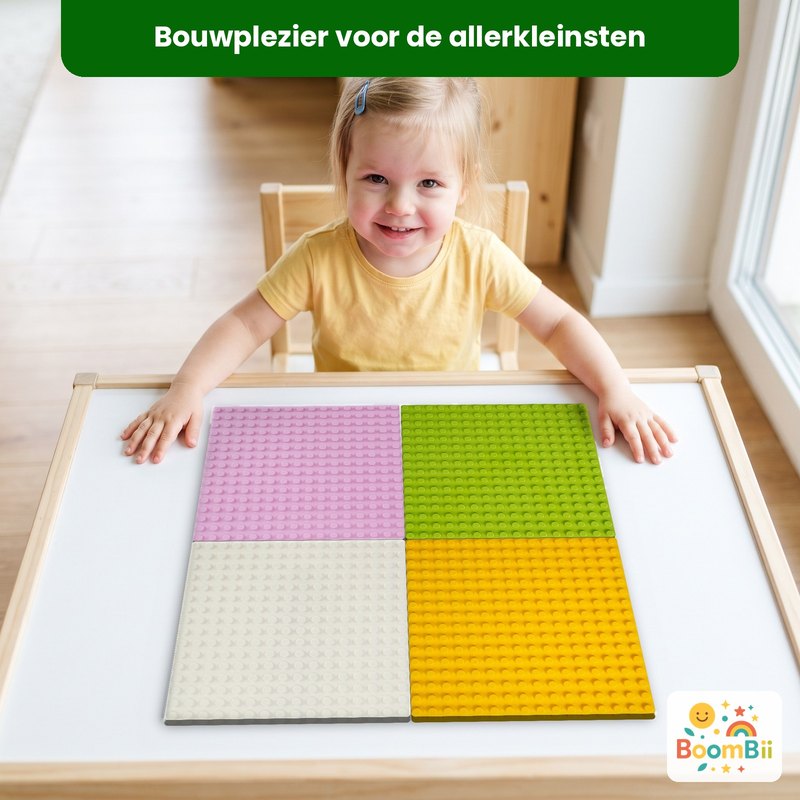 Een kind bouwt op de set