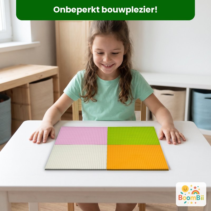 Een kind bouwt op de set