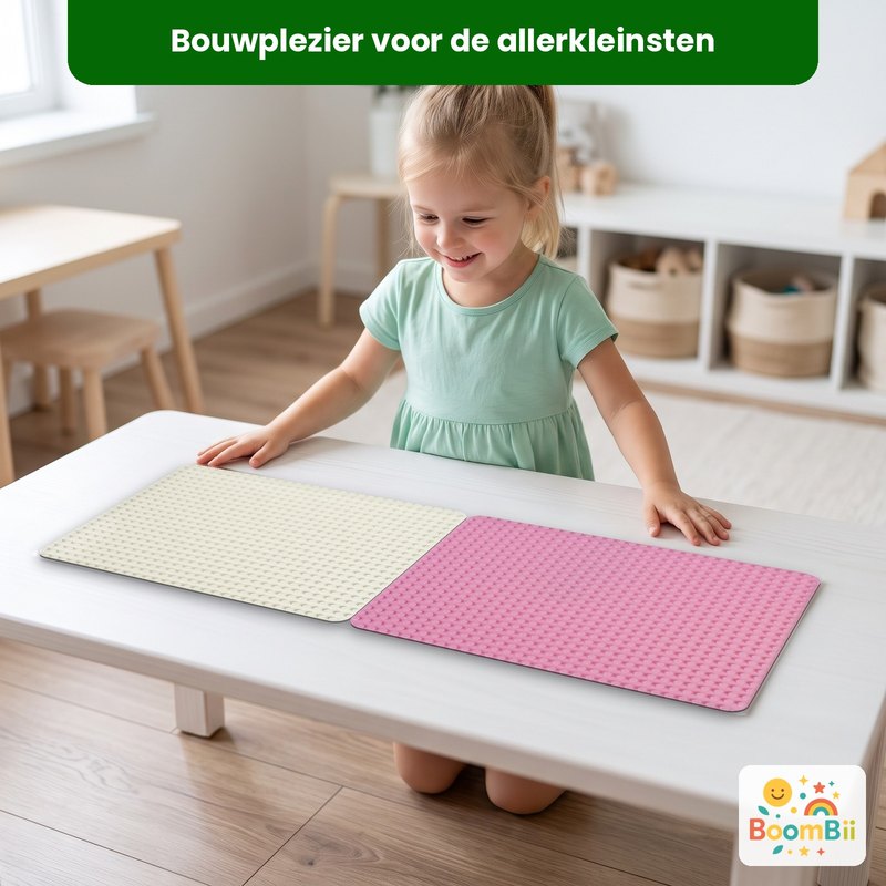 Een kind bouwt op de set