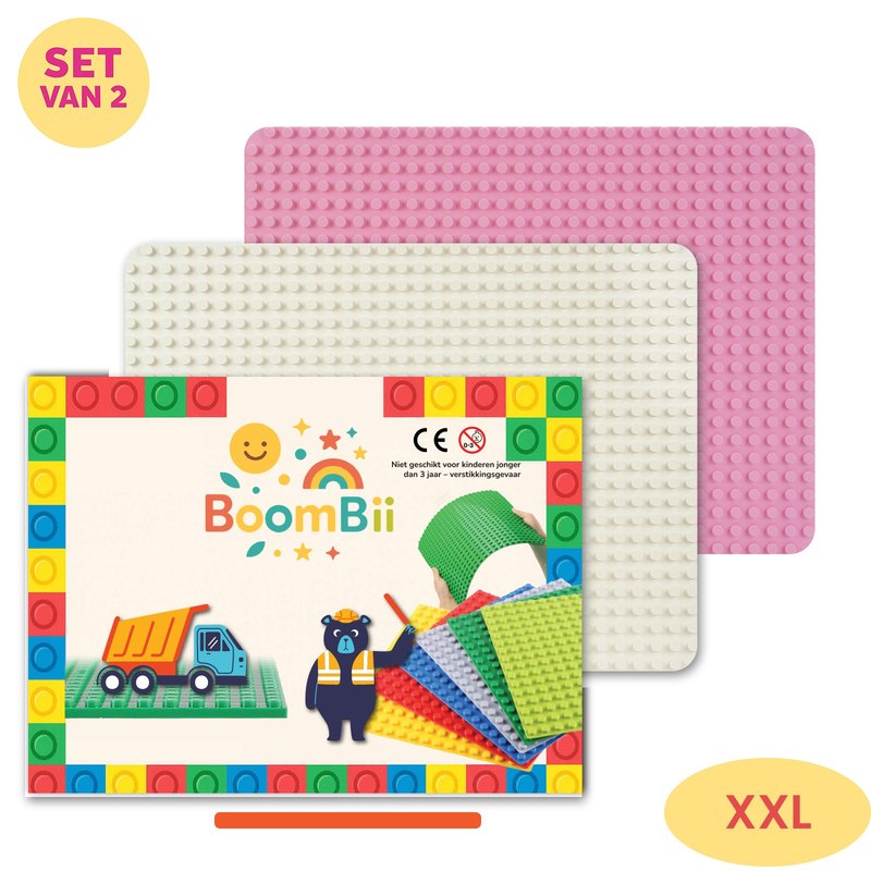 BoomBii bouwplaten set roze en wit, geschikt voor DUPLO®