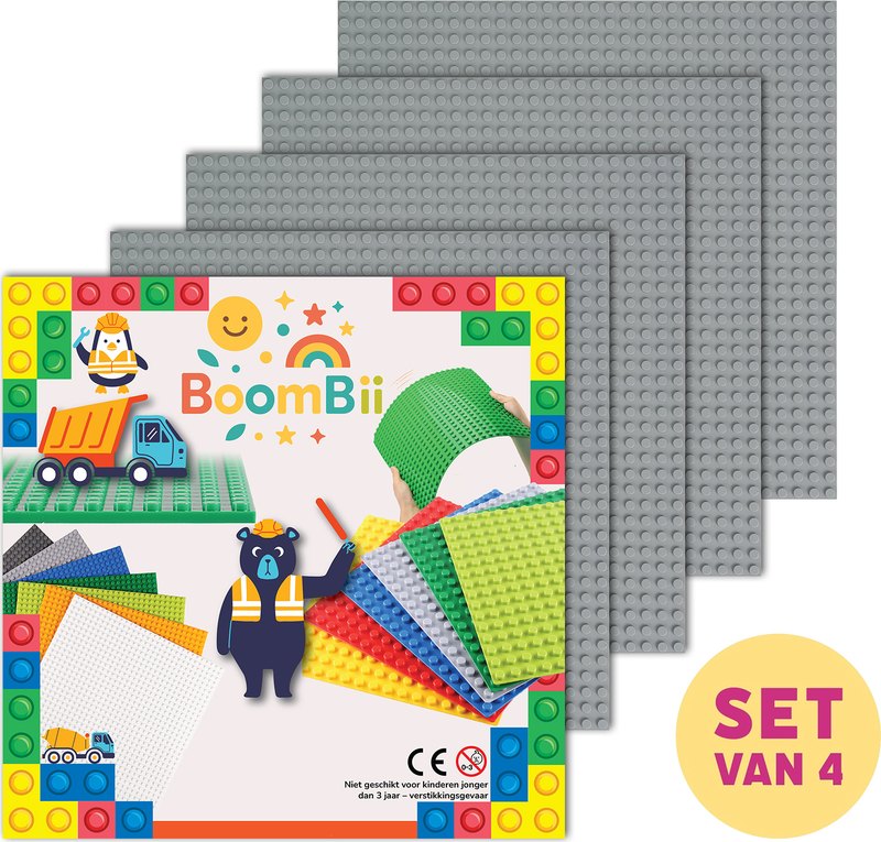 Set van vier lichtgrijze BoomBii bouwplaten