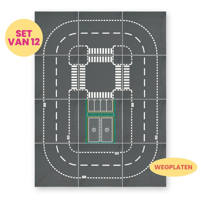 BoomBii wegplaten, set van 12 met parkeerplaats