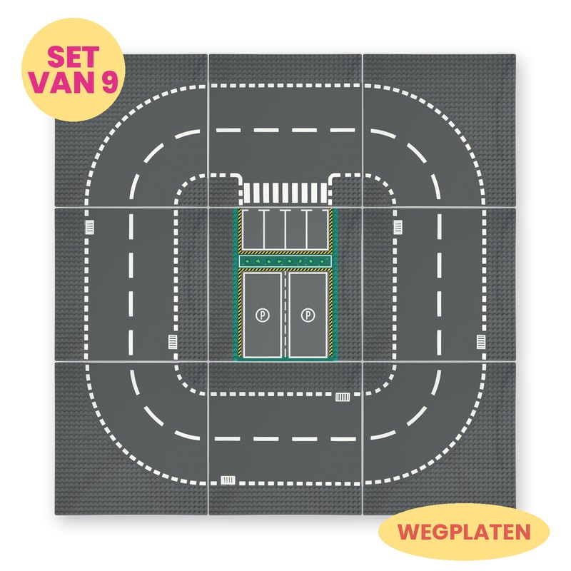 BoomBii wegplaten, set van 9 met parkeerplaats